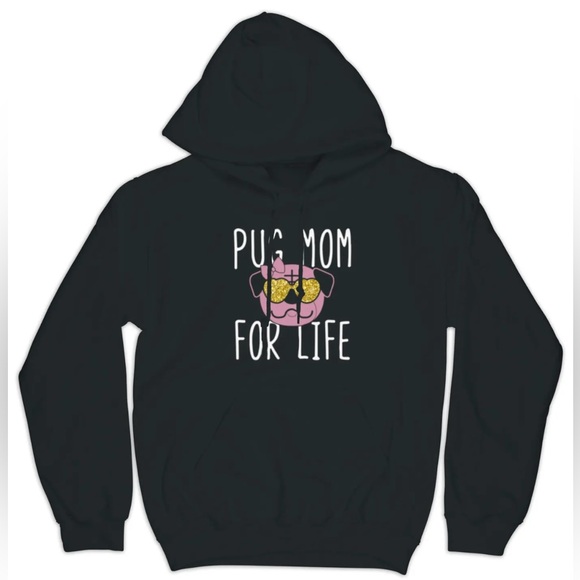 Women’s Pug Breed Dog Mom Hoodie Sweater Hoody Dog Lovers Gift Puppy Present - Picture 1 of 2